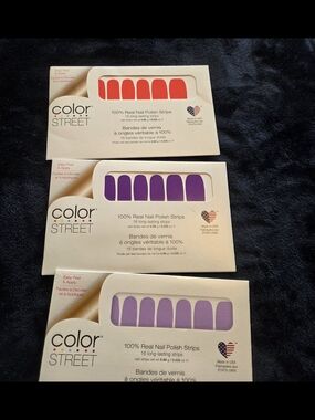 Color Street Nail Polish Strips — Red, Purple, Lavender